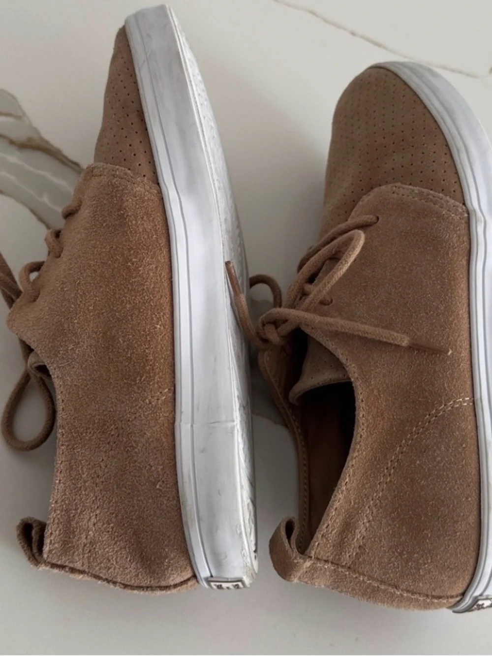 Janie and Jack Tan Suede Perforated Lace-Up Kids Dress Sneakers